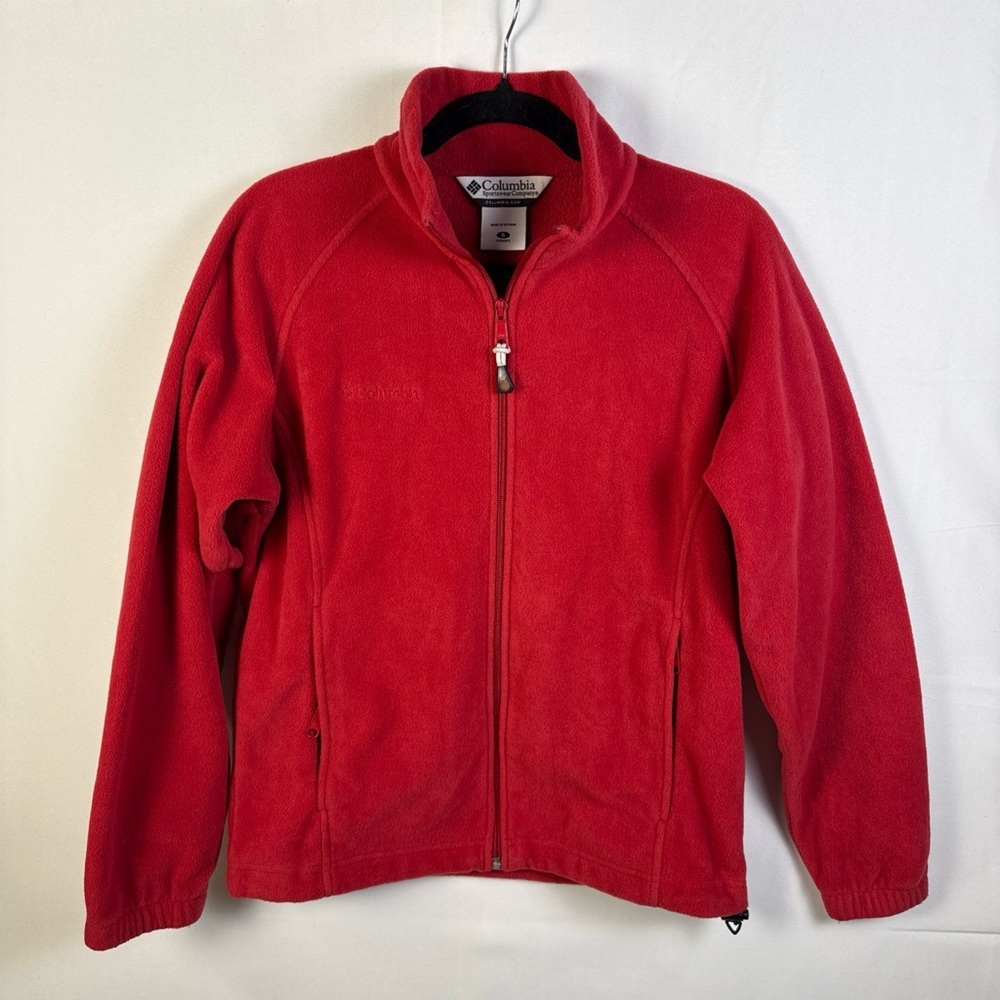 Columbia Women Red Fleece Jacket Small Outerwear Winter Warm Soft  Full Zip Cozy